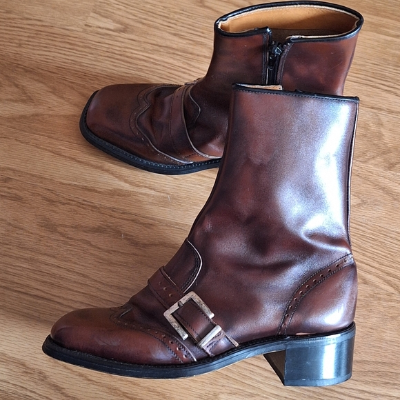 John Fluevog Shoes - VTG JOHN FLUEVOG MADE IN ENGLAND BROWN LEATHER BOOTS UNISEX